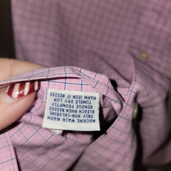 Ralph Lauren Custom Fit Mens Sz M Pink Blue Plaid Button Tab Shirt - Picture 6 of 7